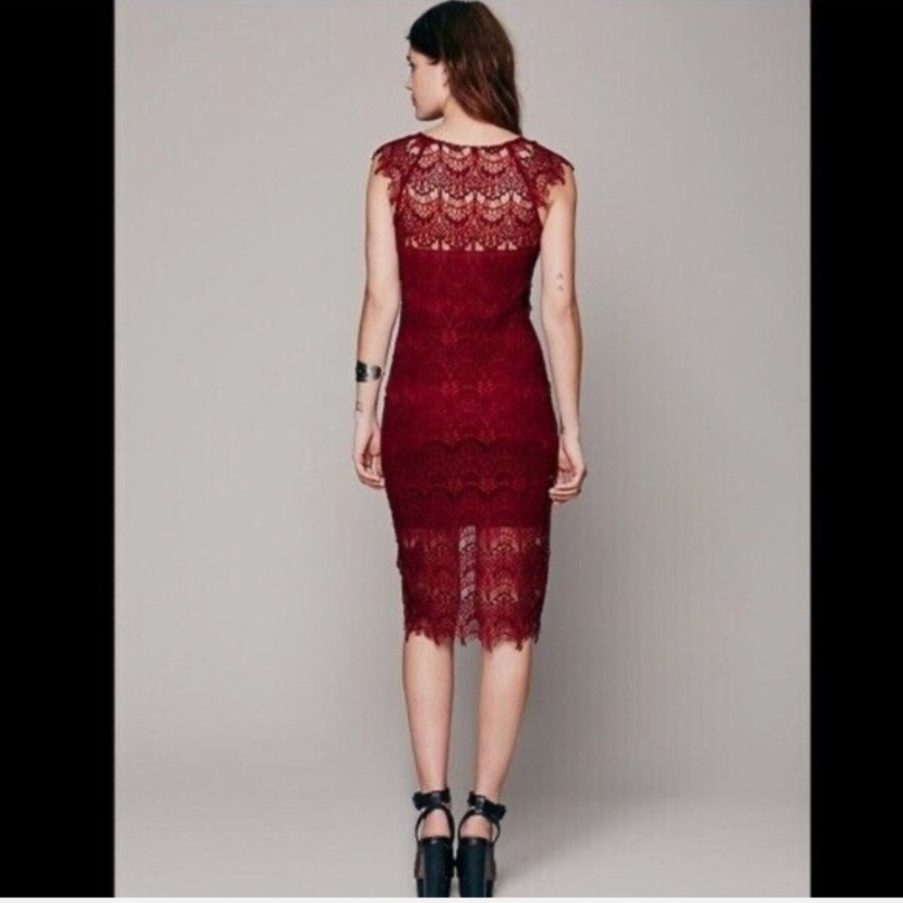 Free People Intimately Red Lace Slip Dress with Lining size small - Picture 2 of 13
